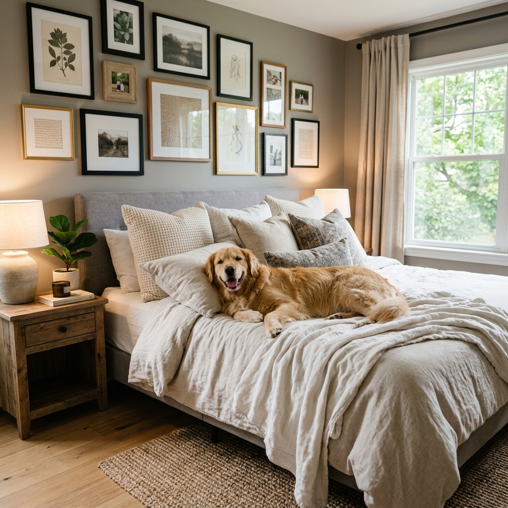 Golden Retriever on Bed